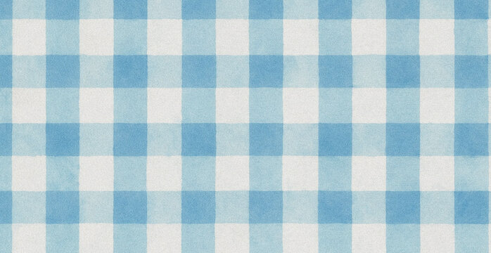 Light blue and white gingham checkered fabric pattern with a soft textile texture