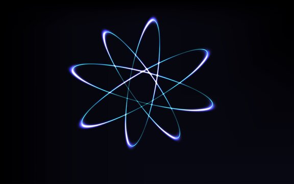 Glowing Neon Atom Science Symbol Abstract Background