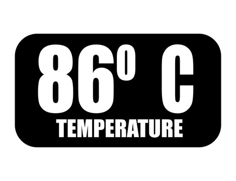 86&deg; C. Temperature degrees celsius vector isolated on white background
