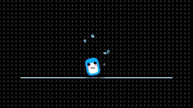Cute Blue Blob Character Jumps and Lands with Splashes Animation