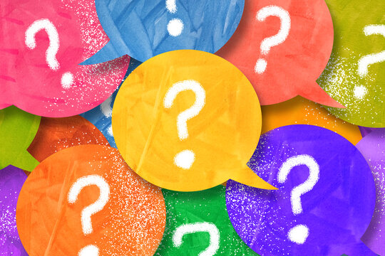 Question Mark design with colorful watercolor speech bubbles 