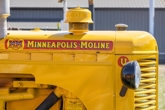 Front hood of a restored Minneapolis-Moline U tractor.