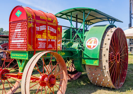 A restored The Big Four vintage tractor.