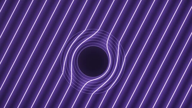 Metamaterial cloaking simulation wavefronts bending around hidden invisibility region seamless loop in subtle violet tones