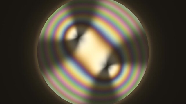 Conoscopic Interference Figure With Swinging Isogyre Brushes In Polarized Light Seamless Loop in bright amber tones