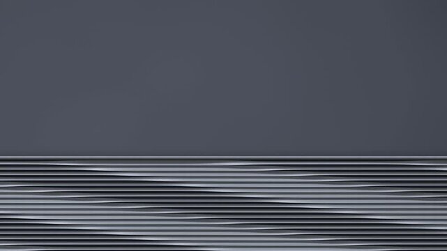 Minimal Aluminium Louvre Wall With Tilting Fins And Large Empty Copy Space Above, Seamless Loop Background in cool midnight tones