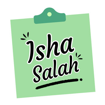 Isha Salah Night Prayer Reminder Handwritten Typography Board Note for Islamic Stationery