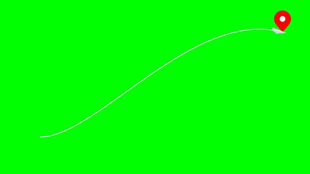 Refined paper plane flight trail animation, green screen