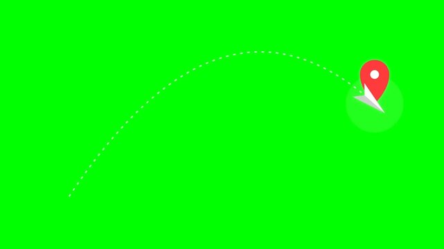 Flight path arc animation, variation 4, green screen