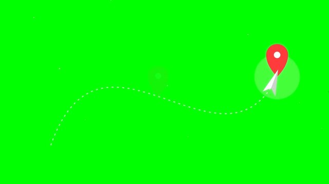 S-curve flight path animation, variation 4, green screen