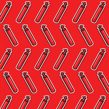 Dynamite stick seamless pattern background explosive tnt bomb vector illustration
