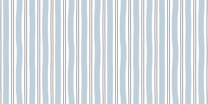 Watercolor seamless pattern with irregular pastel blue stripes.Hand drawn vertical line background. Plaid repeat print for wrapping paper, textile, fabric and wallpaper. Vector illustration