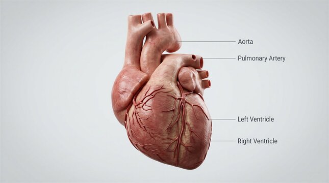 Anatomical Human Heart Model with Aorta and Coronary Blood Vessels Concept