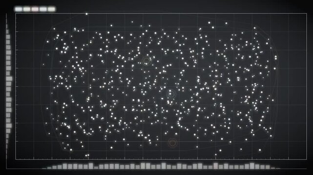 Abstract Scatter Plot Point Cloud Clustering Into Colored Groups Data Visualization Seamless Loop in cool slate tones