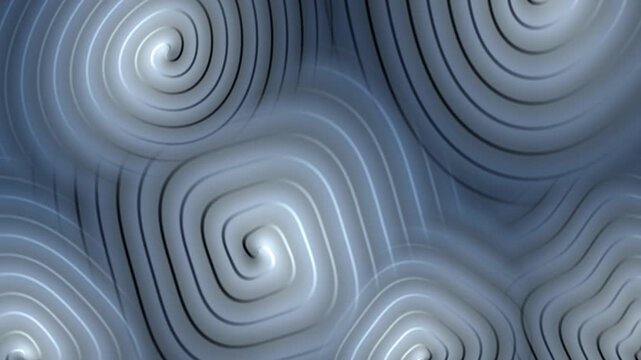 Spiral Growth Hillocks on a Crystal Surface With Rotating Atomic Step Terraces, Seamless Loop in vibrant blue tones