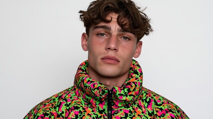 Fototapeta premium male fashion portrait in psychedelic jacket