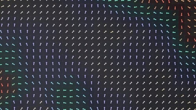 Spin Echo Refocusing Lattice of Precessing Arrows Swept by a Hard Inversion Pulse Seamless Loop in rich graphite tones