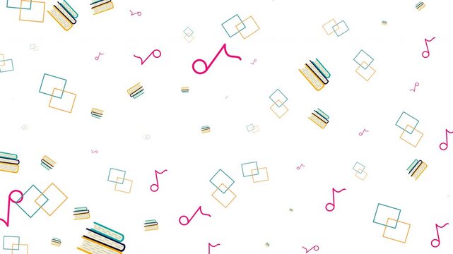 Seamless Education Pattern with Colorful Books and Music Notes Illustration