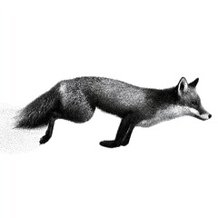 Fototapeta premium Vintage stipple illustration of a fox in motion.