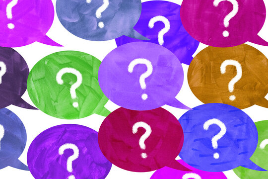 Question Mark design with colorful watercolor speech bubbles 