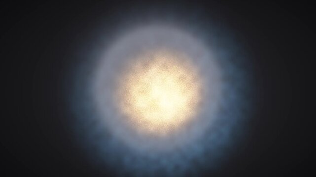 Quantum atomic orbital wave function probability cloud morphing seamless loop in rich amber tones