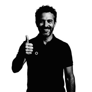 Man giving thumbs-up gesture with confident expression illustration