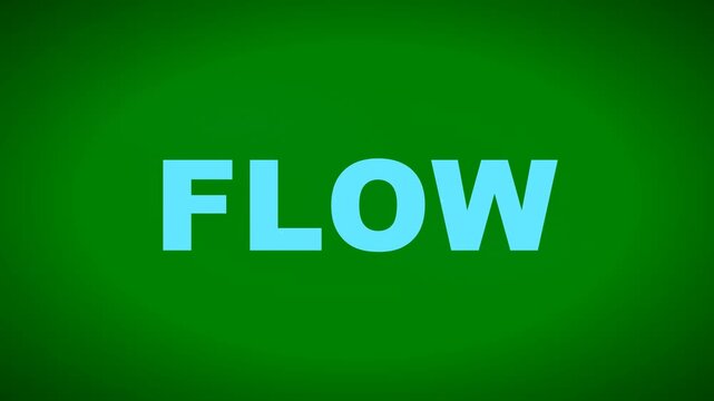 FLOW typography gradually filled with animated blue liquid rising smoothly from the bottom of the letters. Flowing wave surfaces, subtle reflections, transparent highlights and deep water gradients cr