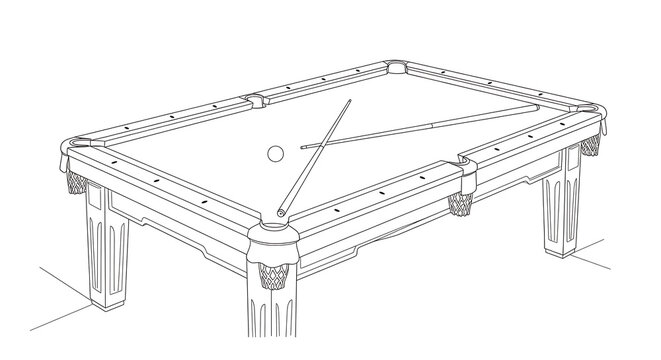 Billiards table line art coloring page illustration