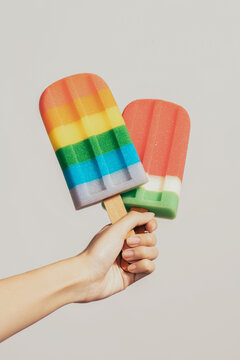 Colorful popsicle sponges held together
