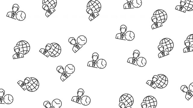 Seamless business leader pattern with time management and global icons