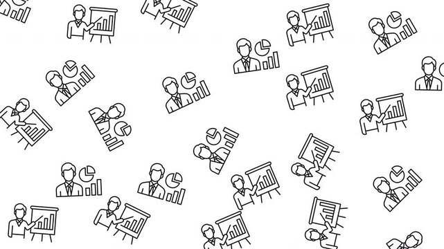 Business leadership and data analysis icon pattern for corporate management