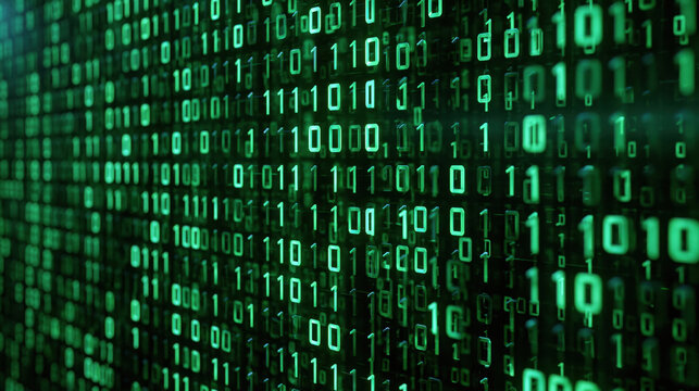 Green binary code wall