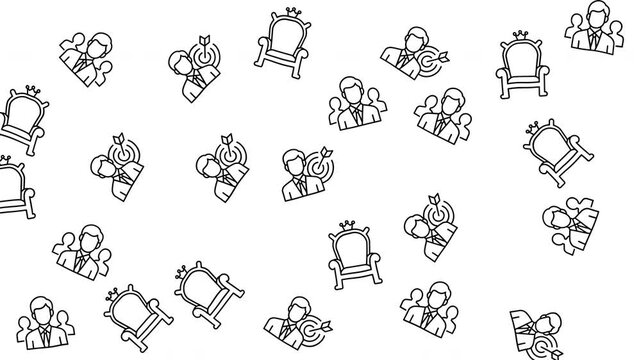 Business leadership and executive icon pattern with throne and target symbols