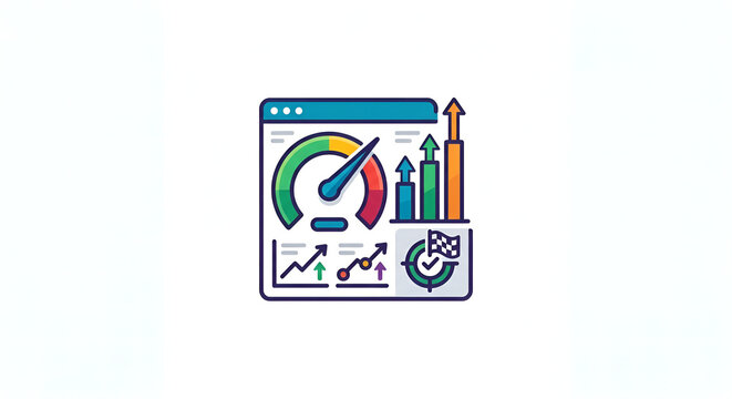 Business Data Analytics Dashboard with Performance Gauge and Charts