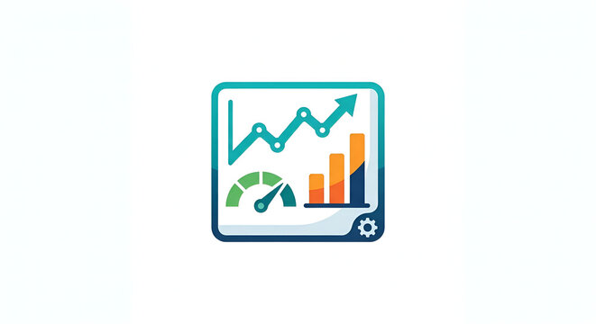 Business Growth and Marketing Data Analytics Dashboard Icon Vector