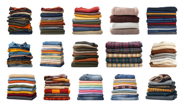 PNG Stacks of folded clothes isolated on transparent background