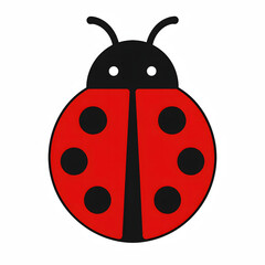 Obraz premium Red Ladybug Illustration, Cute Cartoon Insect Vector Design