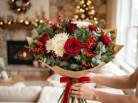 Christmas flower bouquet