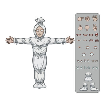 Pocong Shroud Ghost Horror Character Creation Kit Vector
