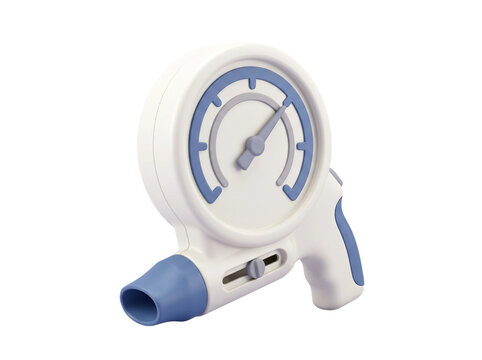 3D render of a handheld respiratory peak flow meter