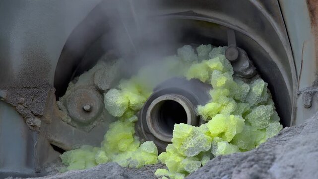 Sulphur forming around a fuming vent