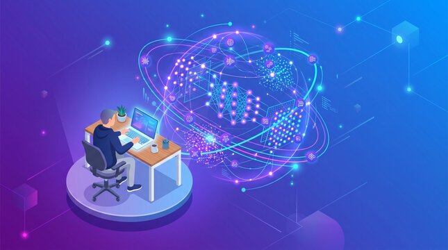 ai deep learning architecture illustration vector
