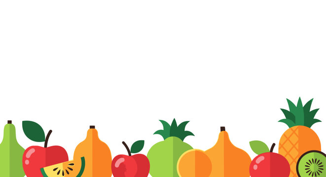 Vibrant Assortment of Fresh Fruits Border with White Space Healthy Eating Concept