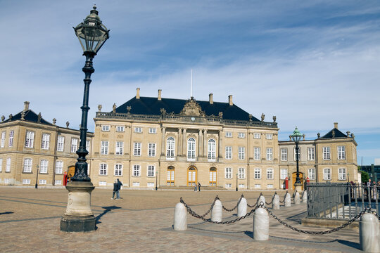 Amalienborg Palace Square and Historic Royal Architecture in Copenhagen, Denmark