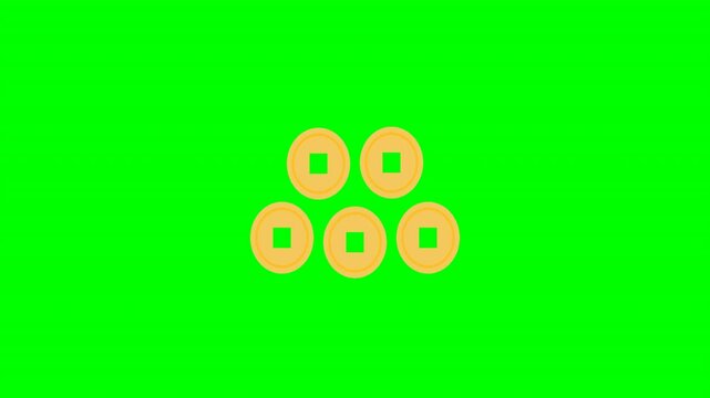 Vector animation of gold Chinese coins forming a stack