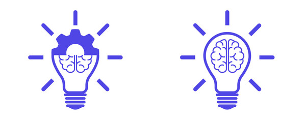 Indigo Knowledge Brain and Settings Icon Set Isolated on Transparent Background PNG Vector Symbols © House of Designs