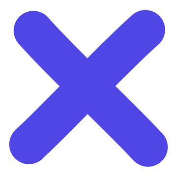 Indigo Cross Mark Icon Isolated on Transparent Background PNG Close Cancel Vector Symbol