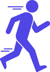 Fototapeta premium Indigo Stick Figure Walking Fast Motion Hurry Icon Isolated on Transparent Background PNG Vector