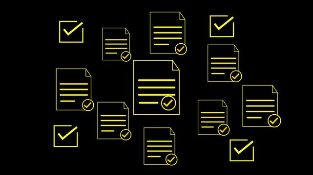 Digital checklist and document validation and task tracking system for decision making, process optimization, Motion graphics of check mark concept