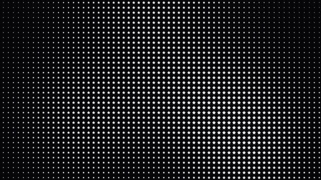 White stars arranged in dynamic matrix pattern black background. Moving star field creates a clean graphic backdrop rating reviews awards success celebration entertainment presentation screens modern 